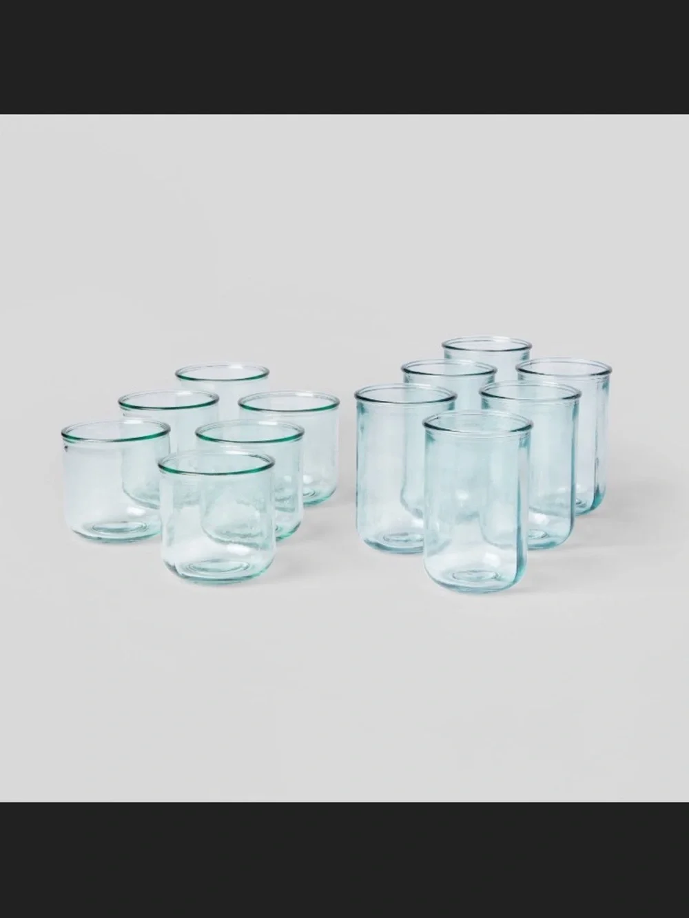 Clear Aqua Glass Tumbler Set - Two Sets 24 -Piece